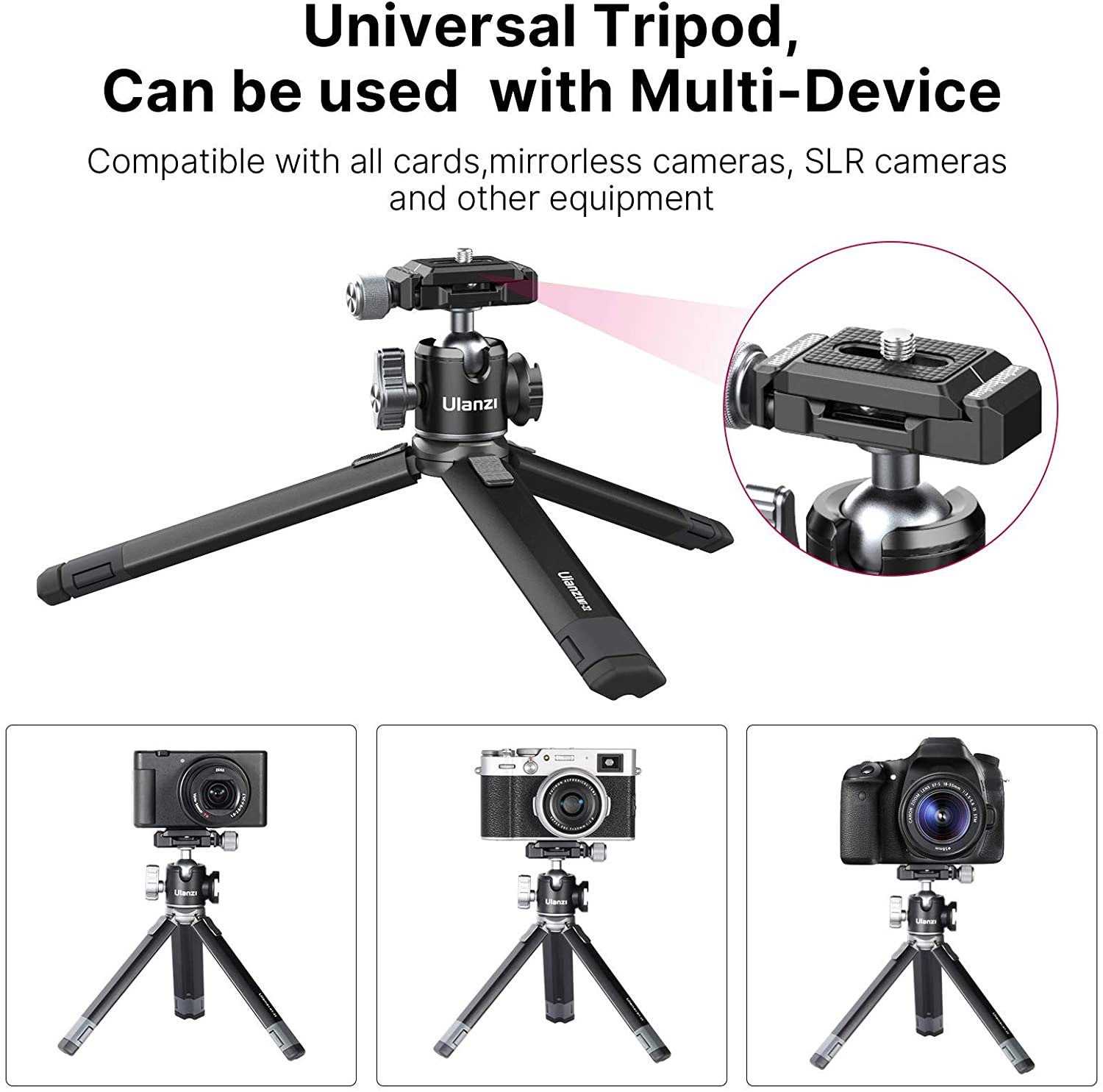 ULANZI MT-24 - HÀNG CHÍNH HÃNG - Chân Tripod tích hợp Ballhead xoay 360° cho máy ảnh