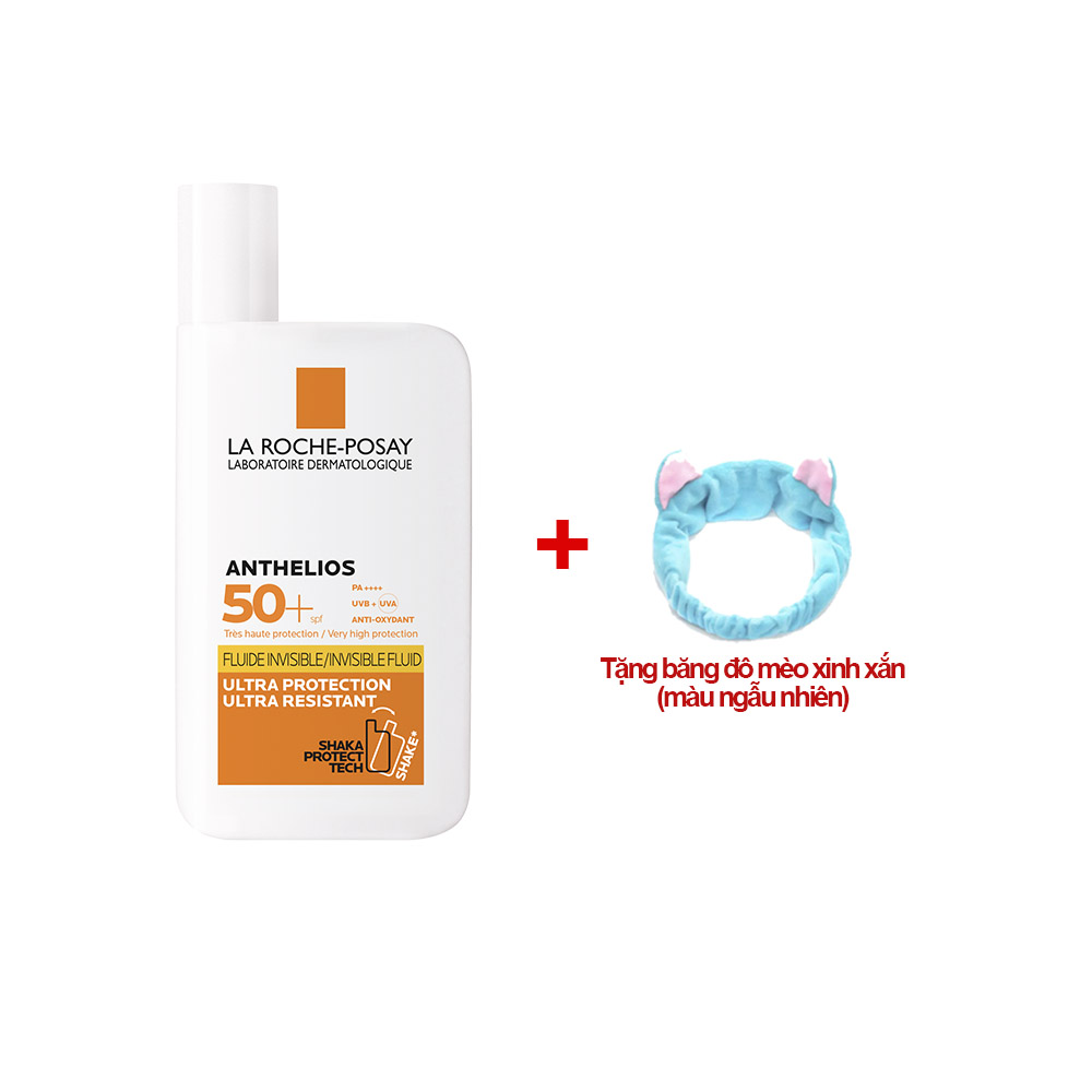 Kem Chống Nắng Dạng Sữa Lỏng Nhẹ Không Nhờn Rít La Roche - Posay Anthelios Shaka Fluid Spf 50 50Ml Tặng Kèm Băng Đô Mèo Xinh Xắn