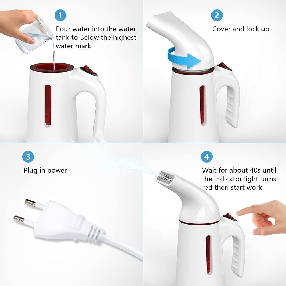 Tủ hấp đứng, Tủ hấp du lịch di động Tủ hấp đứng cho quần áo, nếp nhăn, mùi hôi và vệ sinh vải của bạn, Công suất hơi nước lớn trong 40 giây