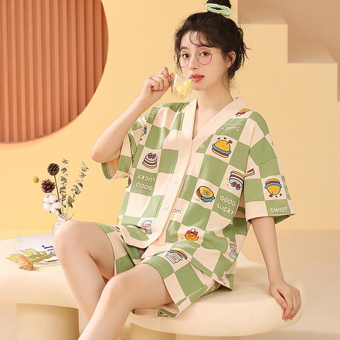 Đồ mặc nhà, đồ bộ nữ cotton thun ngắn tay quần ngắn cổ chéo nhiều màu và họa tiết CCCP20