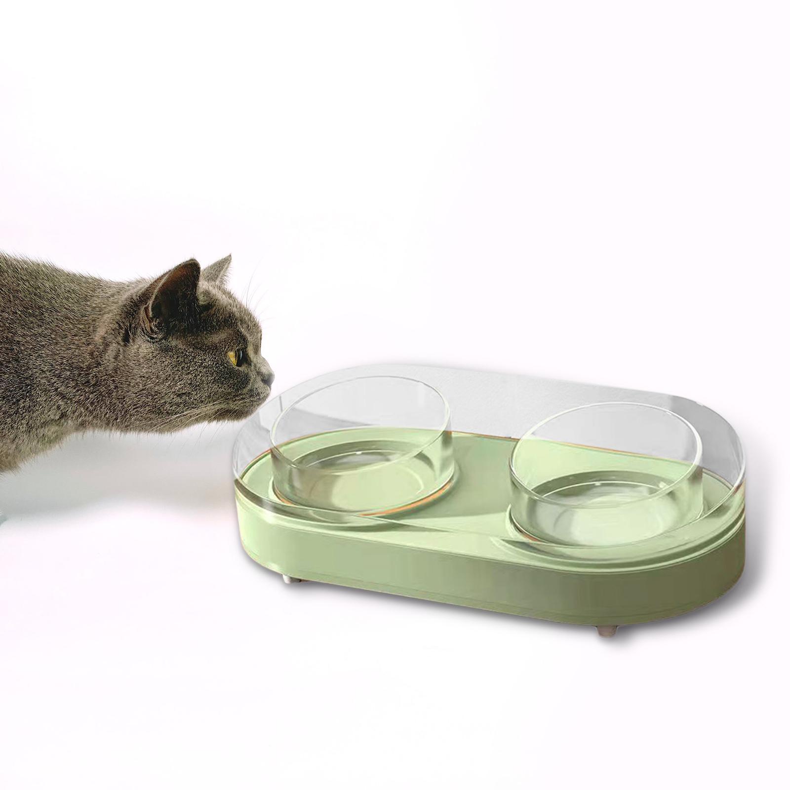 Glass Double Cat Water and Food Bowls Pet Feeder Waterer Pet Dispenser
