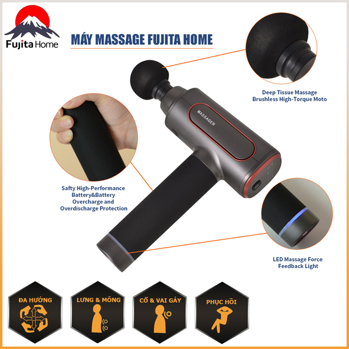 MÁY MASSAGE FUJITA HOME, MÁT XA TOÀN THÂN CẦM TAY CHÍNH HÃNH ST-801C 6 CẤP ĐỘ, HỖ TRỢ MÁT XA CHUYÊN SÂU, GIẢM ĐAU CƠ, CỨNG KHỚP