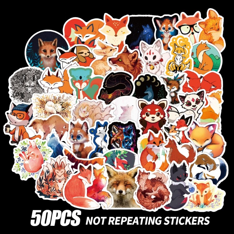 Sticker 50 miếng hình dán cute Fox