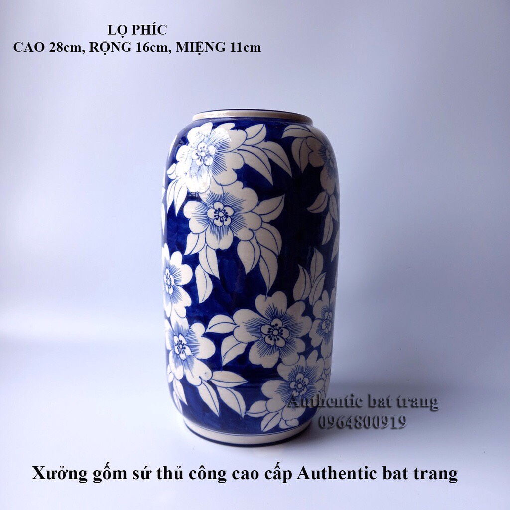 Bình cắm hoa, trang trí vẽ và vuốt tay thủ công 100% - Gốm sứ bát tràng chính hãng