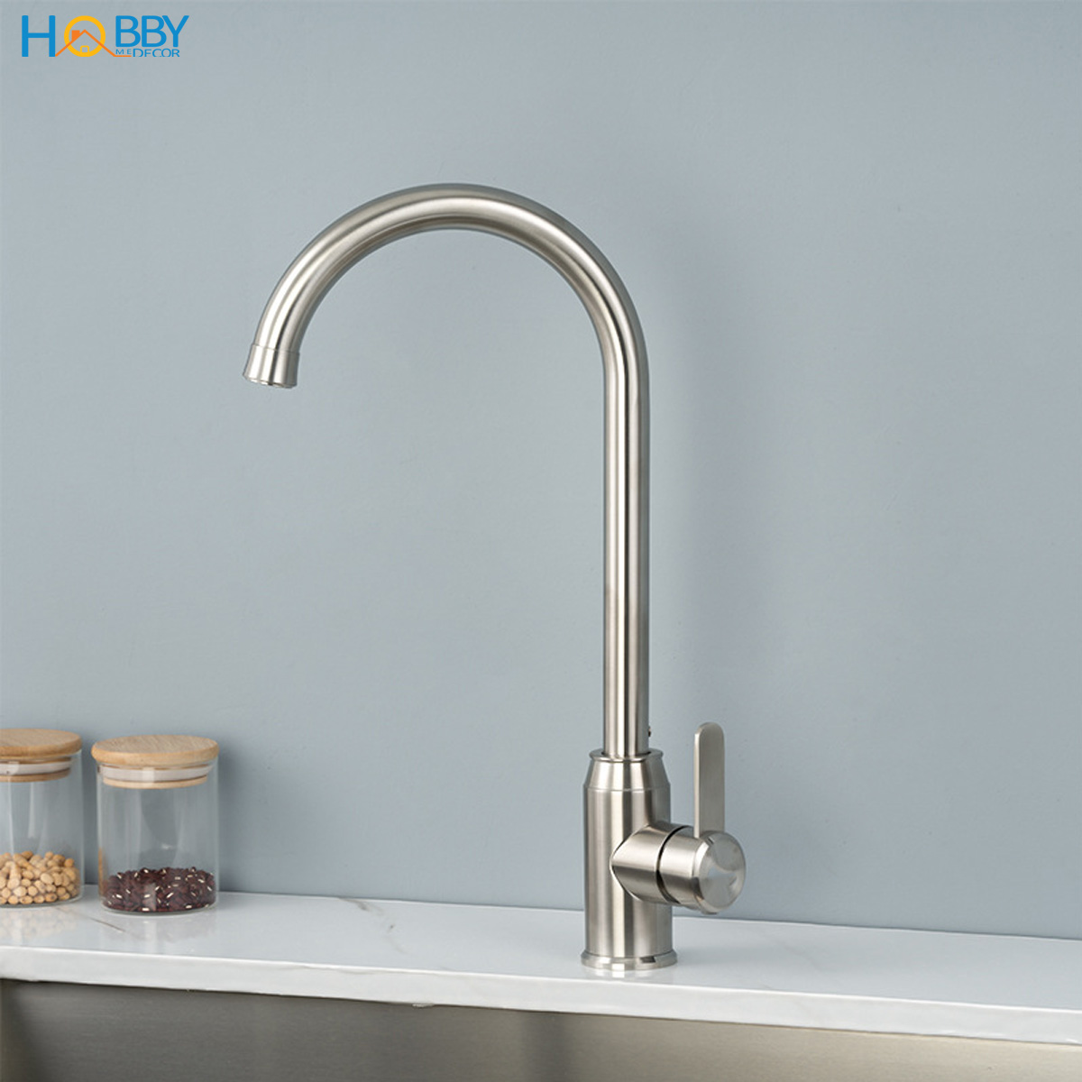 Vòi rửa chén nóng lạnh Inox 304 xoay tròn Hobby home decor CRC5 có dây