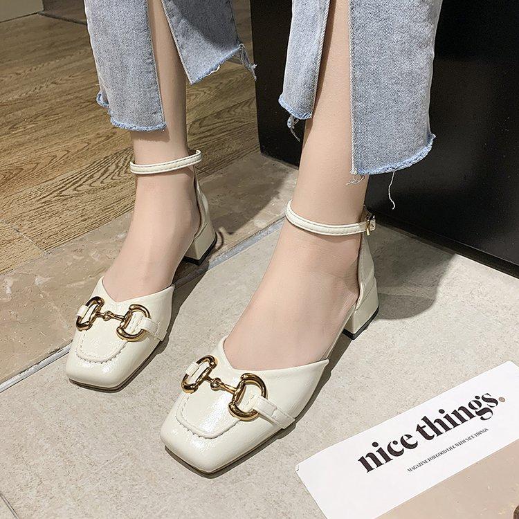 Fashion Metal Line Buckle High Heel Sandals for Women