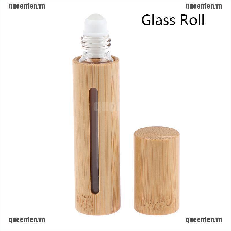 10ml Bamboo Refillable Empty Essential Roller Oil Ball Bottle Perfume Fragrance QUVN