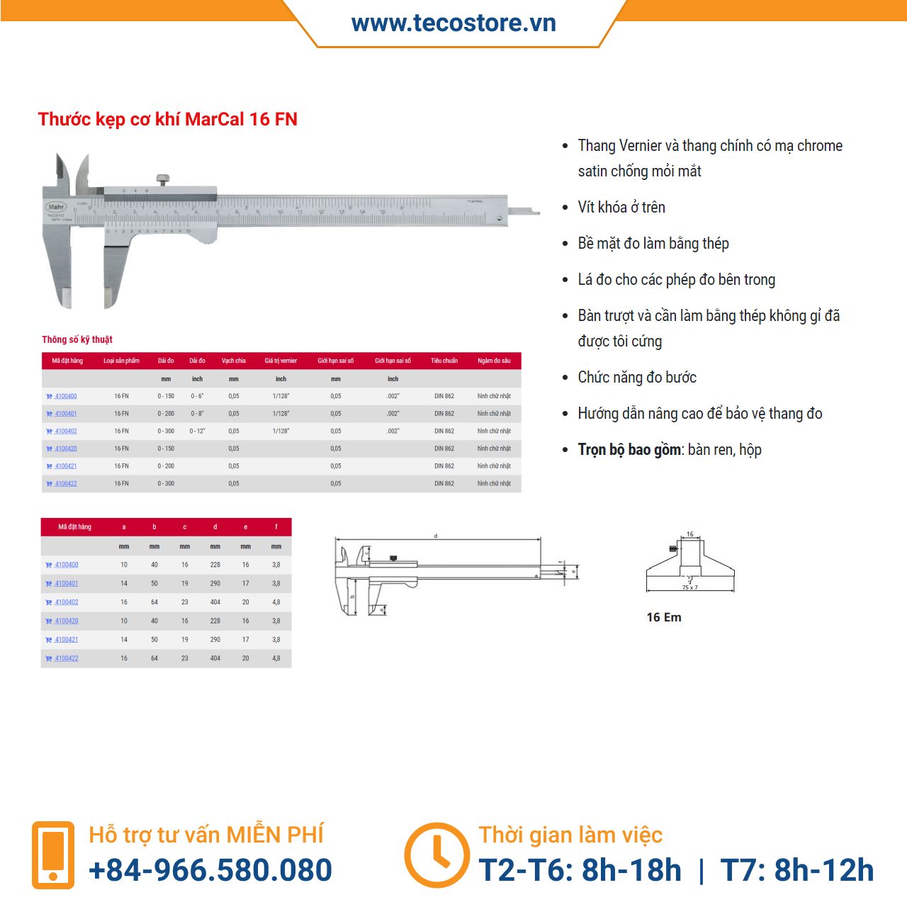 Thước kẹp cơ khí MarCal 16 FN - nonwaterproof