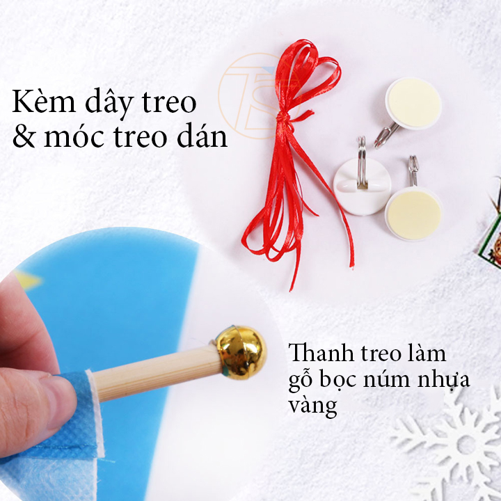 Câu Đối Trang Trí Giáng Sinh Noel 2023 Ở Cửa Lối Ra Vào Với Họa Tiết Merry Christmas Kèm Dây Treo Và Móc Treo