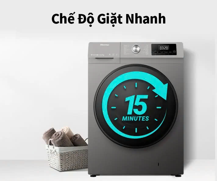 Máy giặt Hisense Inverter cửa ngang WFQA1043BT 10.5kg diệt khuẩn 99%, tiết kiệm điện, bảo hành 3 năm - HÀNG CHÍNH HÃNG