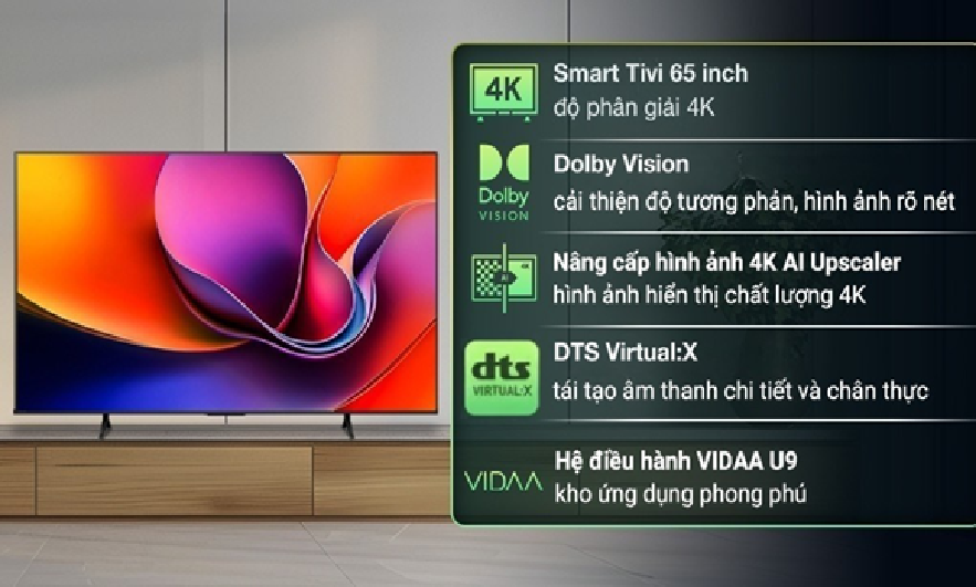 Smart Tivi Hisense 4K 65 inch 65A6Q - HÀNG CHÍNH HÃNG - CHỈ GIAO HCM