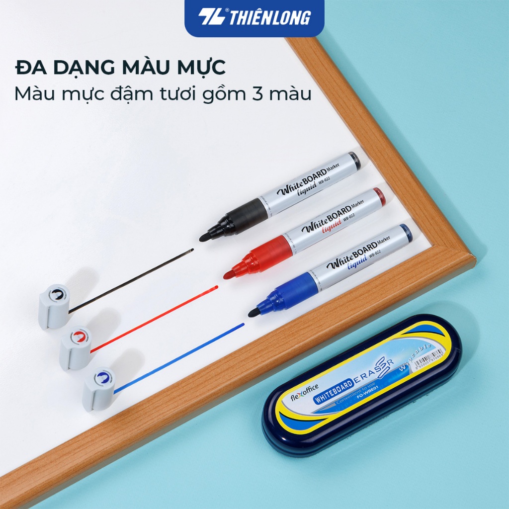 [BÁN LẺ] Bút lông bảng Thiên Long WB-022 - Whiteboard Marker Liquid - đầu 2.5 mm, chống lăn, dễ xóa