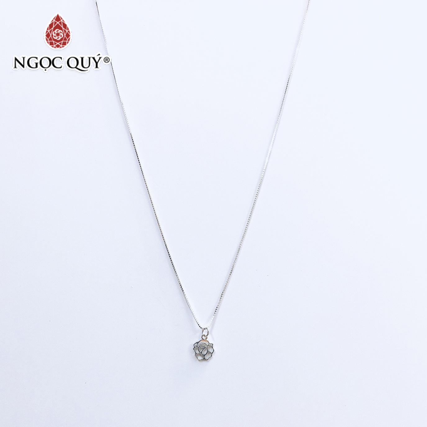 Dây chuyền bạc mặt hoa hồng - Ngọc Quý Gemstones