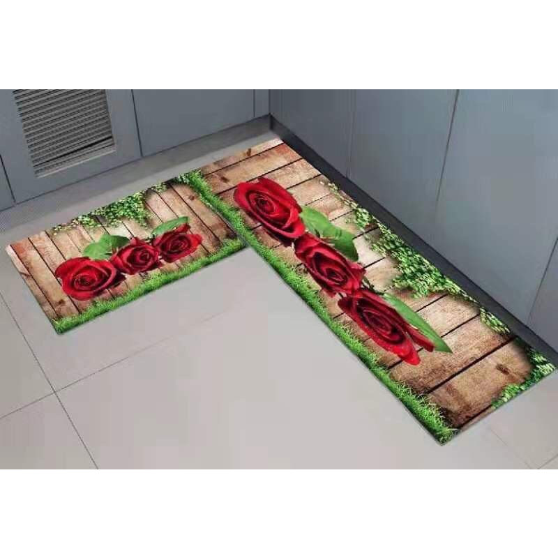 Bộ hai thảm nhà bếp hoa hồng