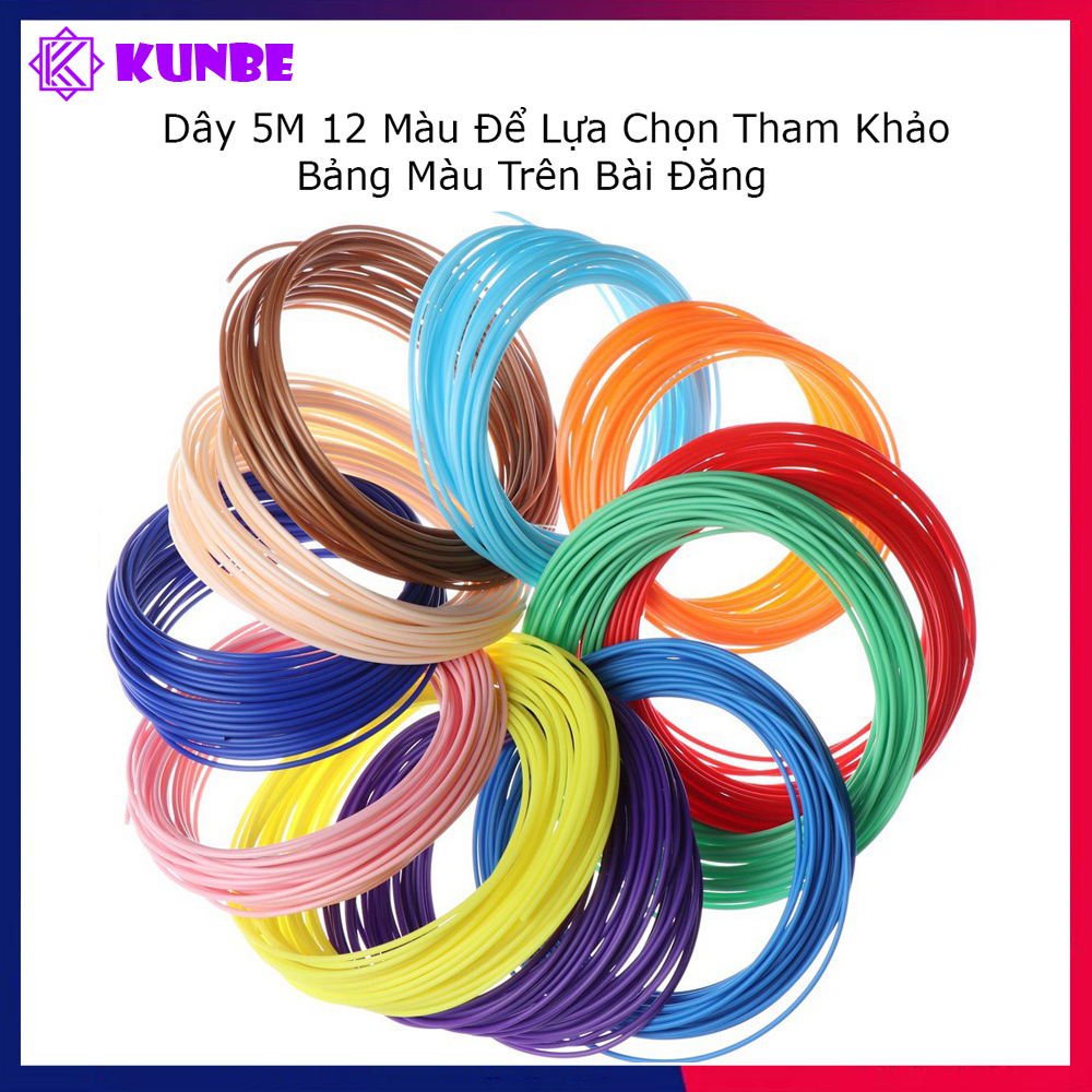 Dây Mực Bút Vẽ 3D KUNBE, Chất Liệu PLA Nhiều Màu Sắc Thân Thiện Môi Trường, An Toàn Không Độc Hại