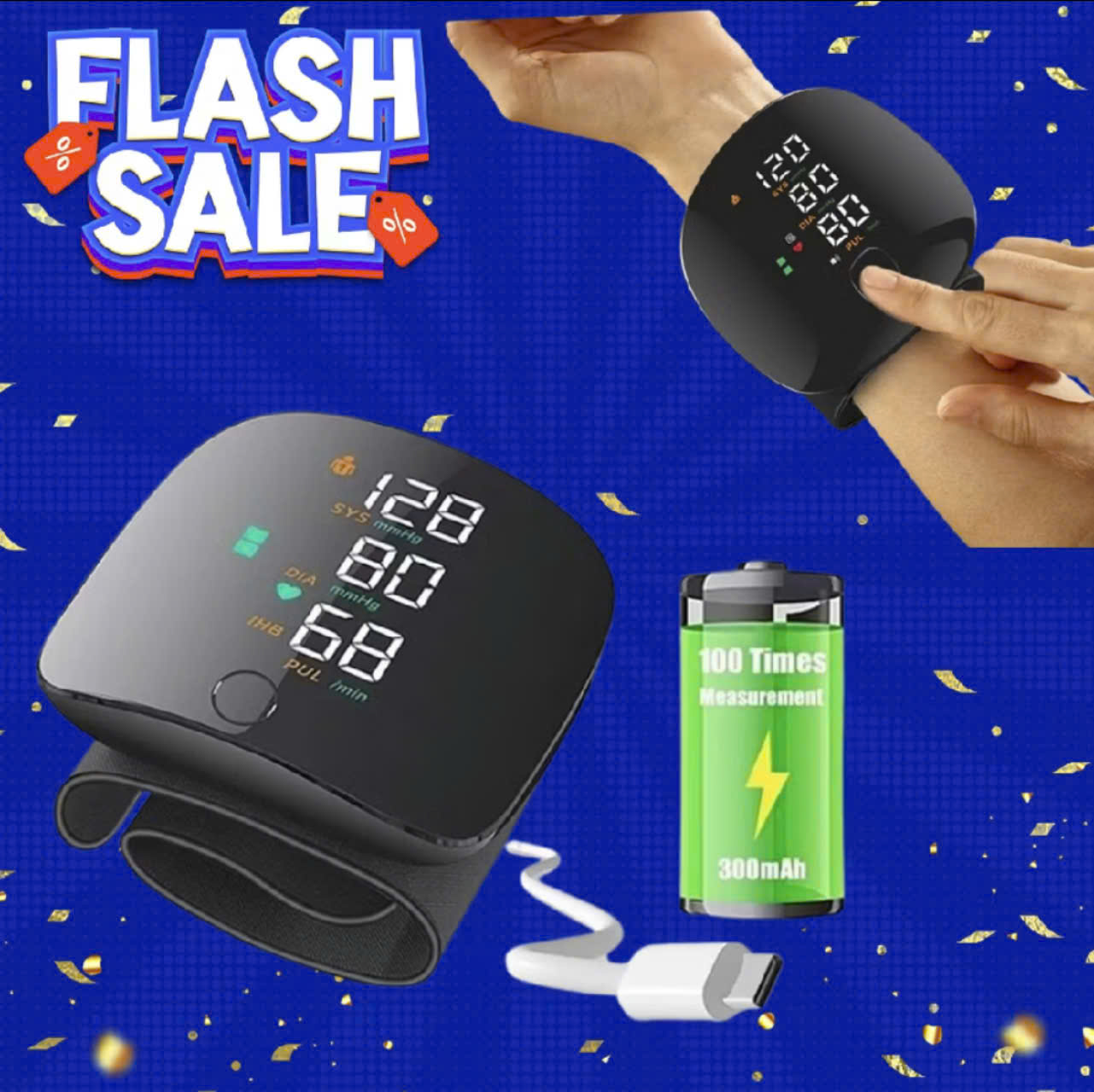 Đo Huyet Ap Cổ Tay Chính Xác Thông Minh, Giọng Nói Tiếng Việt, Bản Sạc Pin ,  Màn Hình LED