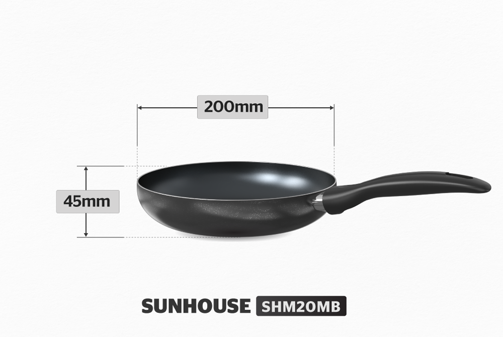 chảo chống dính đáy từ Sunhouse SHM 20-24-26-30cm dùng trên mọi loại bếp