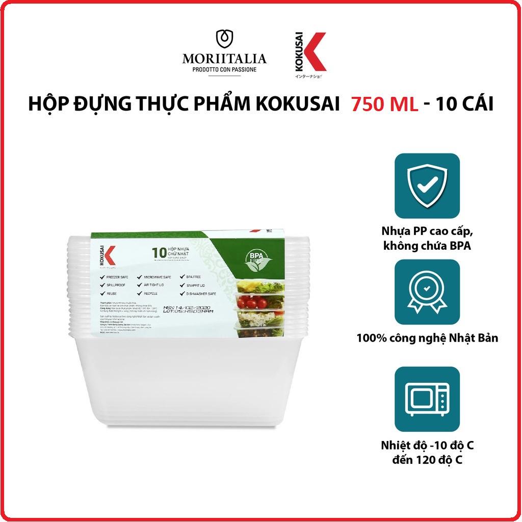 Combo 10 Hộp nhựa đựng thực phẩm Kokusai an toàn Moriitalia Dùng Cho Tủ Lanh và Lò Vi Sóng