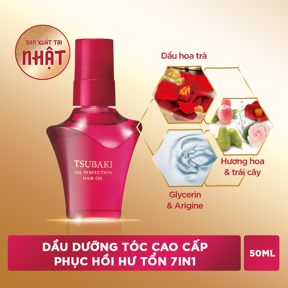 Dầu dưỡng tóc Phục hồi hư tổn 50mL - TSUBAKI OIL PERFECTION HAIR OIL 50ML