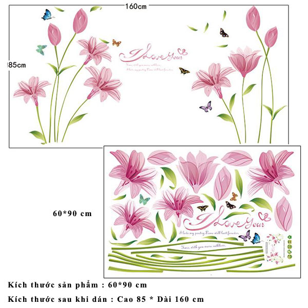 Decal Hoa lily hồng SK9122C