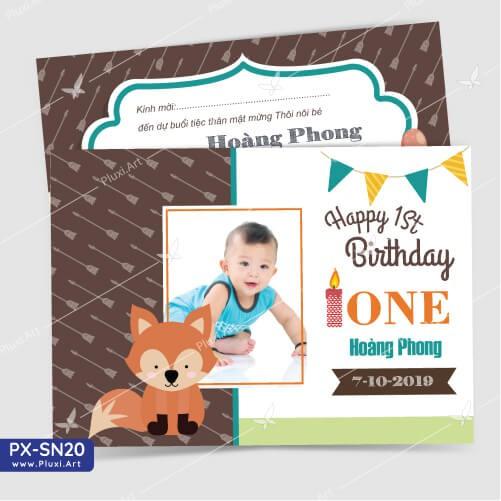 Thiệp thôi nôi – sinh nhật theo yêu cầu Pluxi