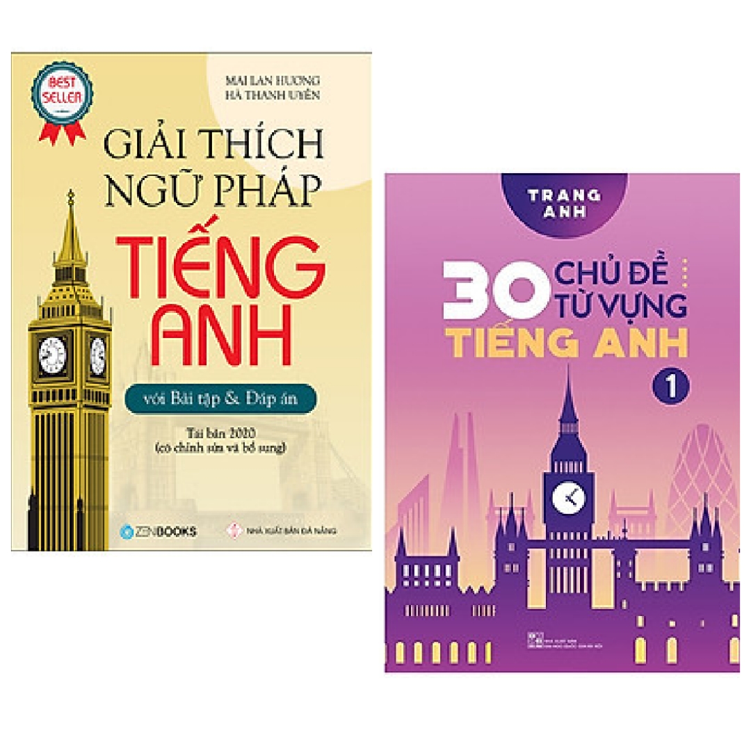 Combo 2 cuốn sách học Tiếng Anh hiệu quả: Giải Thích Ngữ Pháp Tiếng Anh + 30 Chủ Đề Từ Vựng Tiếng Anh