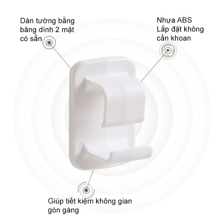 Bộ 2 móc treo thau chậu rửa, rổ giá đa năng nhà tắm, bếp, gắn tường bằng miếng dán không cần khoan