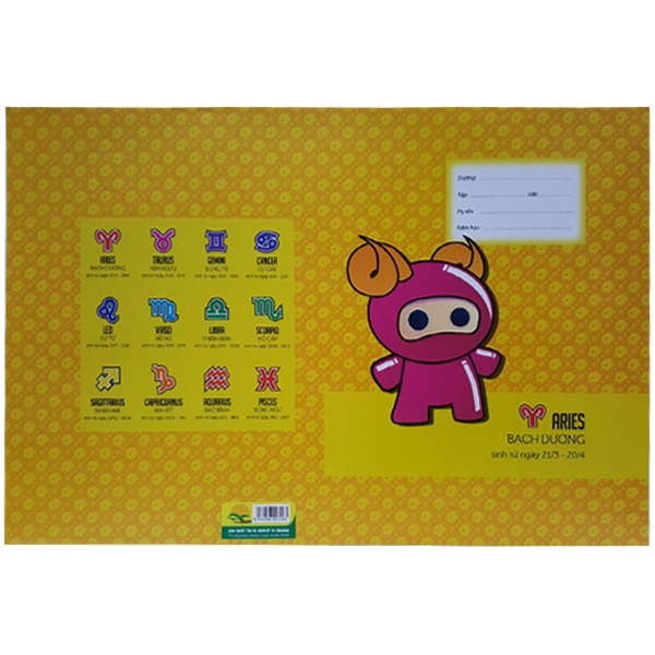 Bộ 3 Giấy Bao Tập 12 Cung Hoàng Đạo - Cung Bạch Dương (10 tờ/xấp)