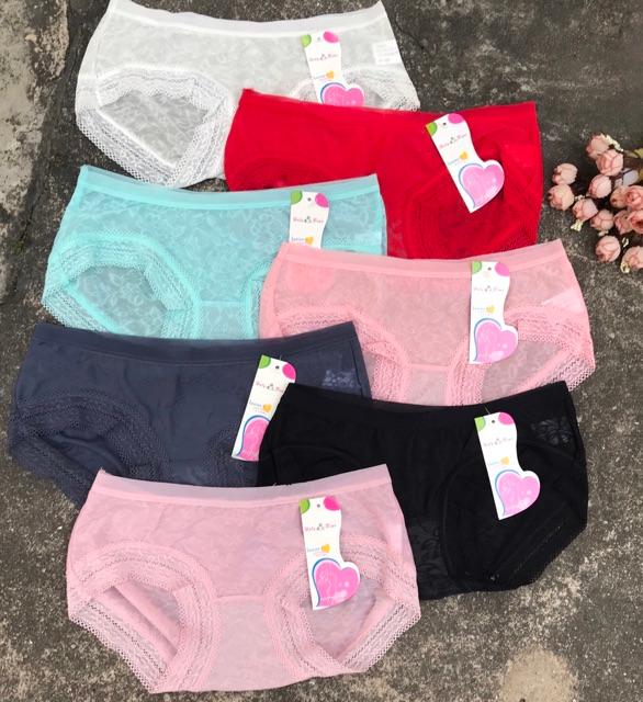 Quần Lót Ren Hoa Hồng Phối Viền