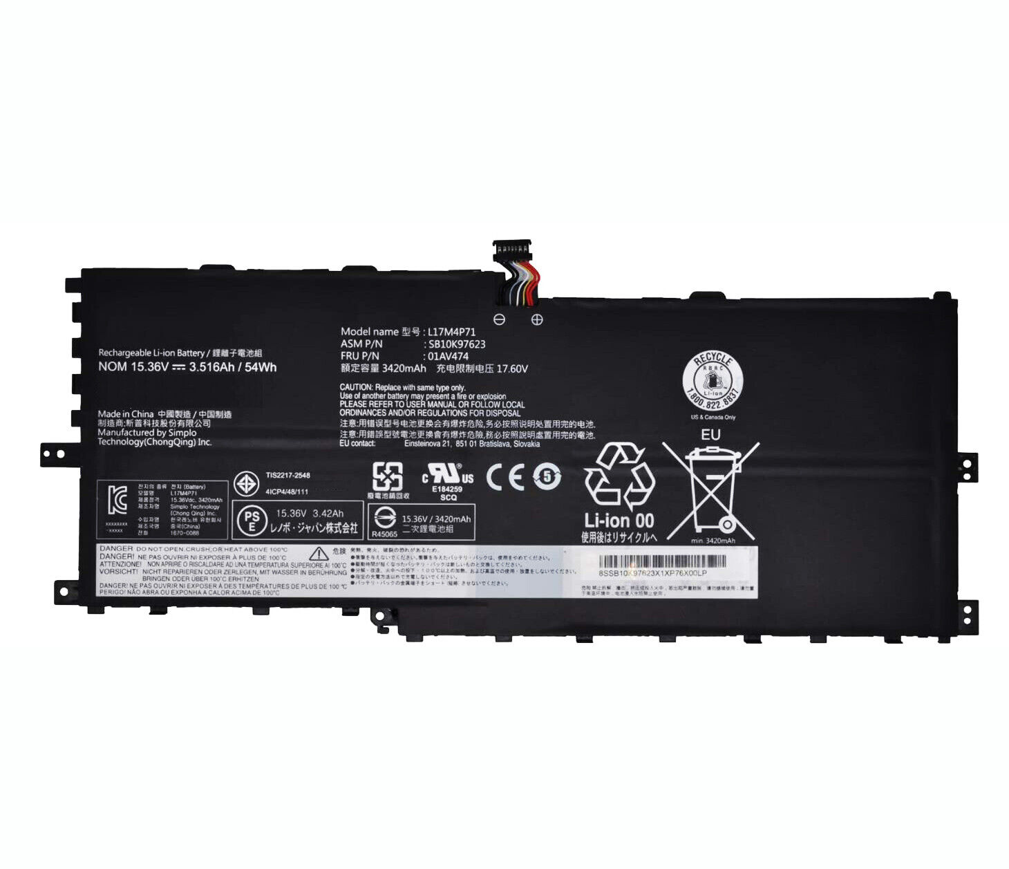 Pin Battery dùng cho Lenovo X1 Yoga 2018 Gen 3 L17C4P71 L17M4P71 L17M4P73 01AV475 01AV474