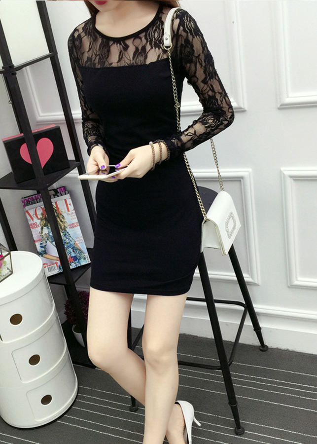Đầm dự tiệc nữ dáng ôm phối ren da64