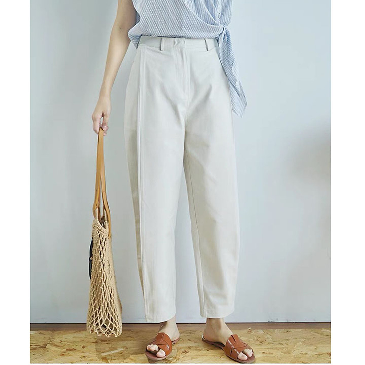Quần tây nữ Linen Premium, có thể chuyển từ dáng ống rộng sang dáng baggy trẻ trung