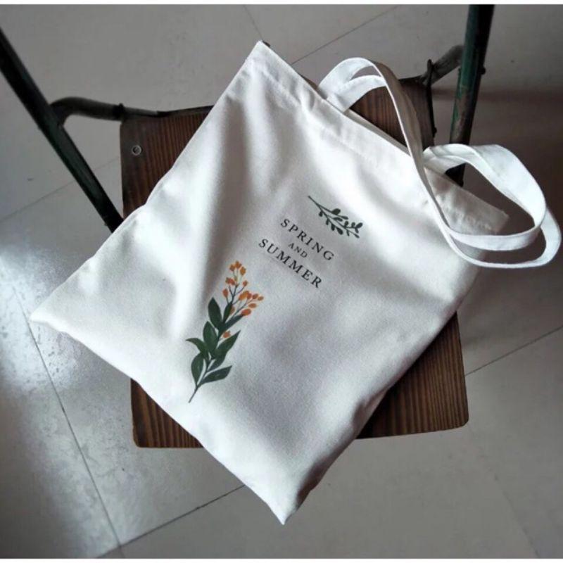 Túi tote vải canvas cành hoa cải Siêu hot tặng quà xinh