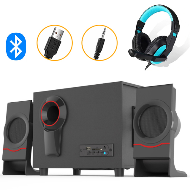 Loa Bluetooth Gỗ 2.1 Để Bàn Công Suất Lớn FT-X6U-BT Thiết Kế Hiện Đại Nổi Bật Dùng Cho Tivi Máy Vi Tính PC Laptop + Tặng tai nghe chụp tai cao cấp ( giao màu ngẫu nhiên )