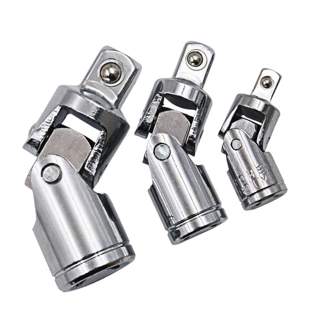 Universal Joint Set 4 Square Drive Ratchet Sockets Adapters 1/4" 3/8" 1/2"