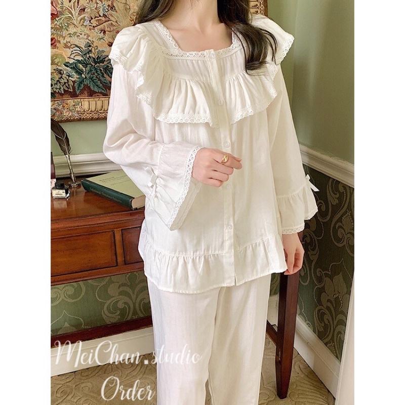 Set bộ mặc nhà tiểu thư phối nơ màu cực iu quảng châu