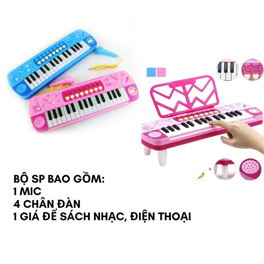 Đồ chơi đàn piano cho bé có nhạc và mic xịn xò 2 màu hồng và xanh