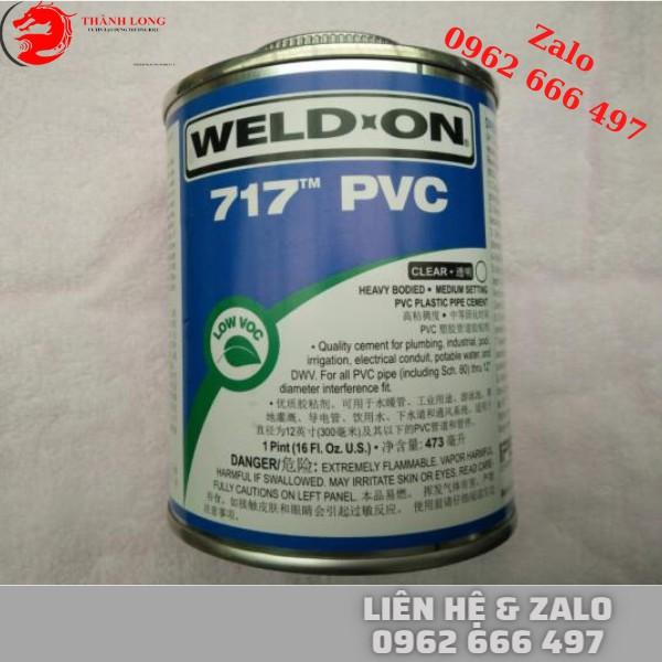 Keo dán ống PVC Weld on 717, Màu xám , màu trong , đóng gói 473ml và 946ml
