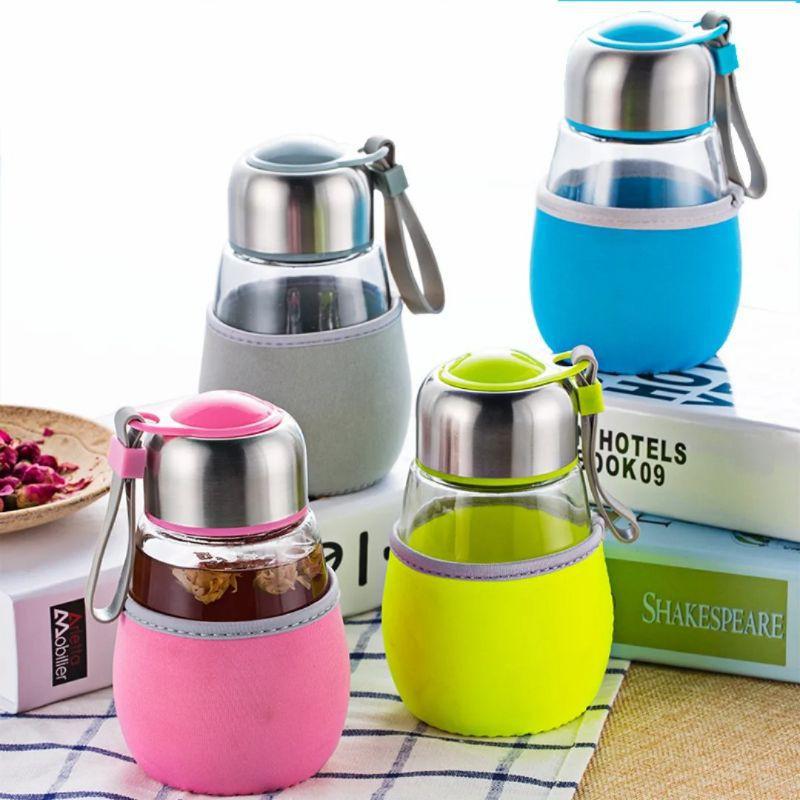BÌNH ĐỰNG NƯỚC UỐNG BẰNG THỦY TINH 400ML CHO HỌC SINH, SINH VIÊN, DÂN VĂN PHÒNG