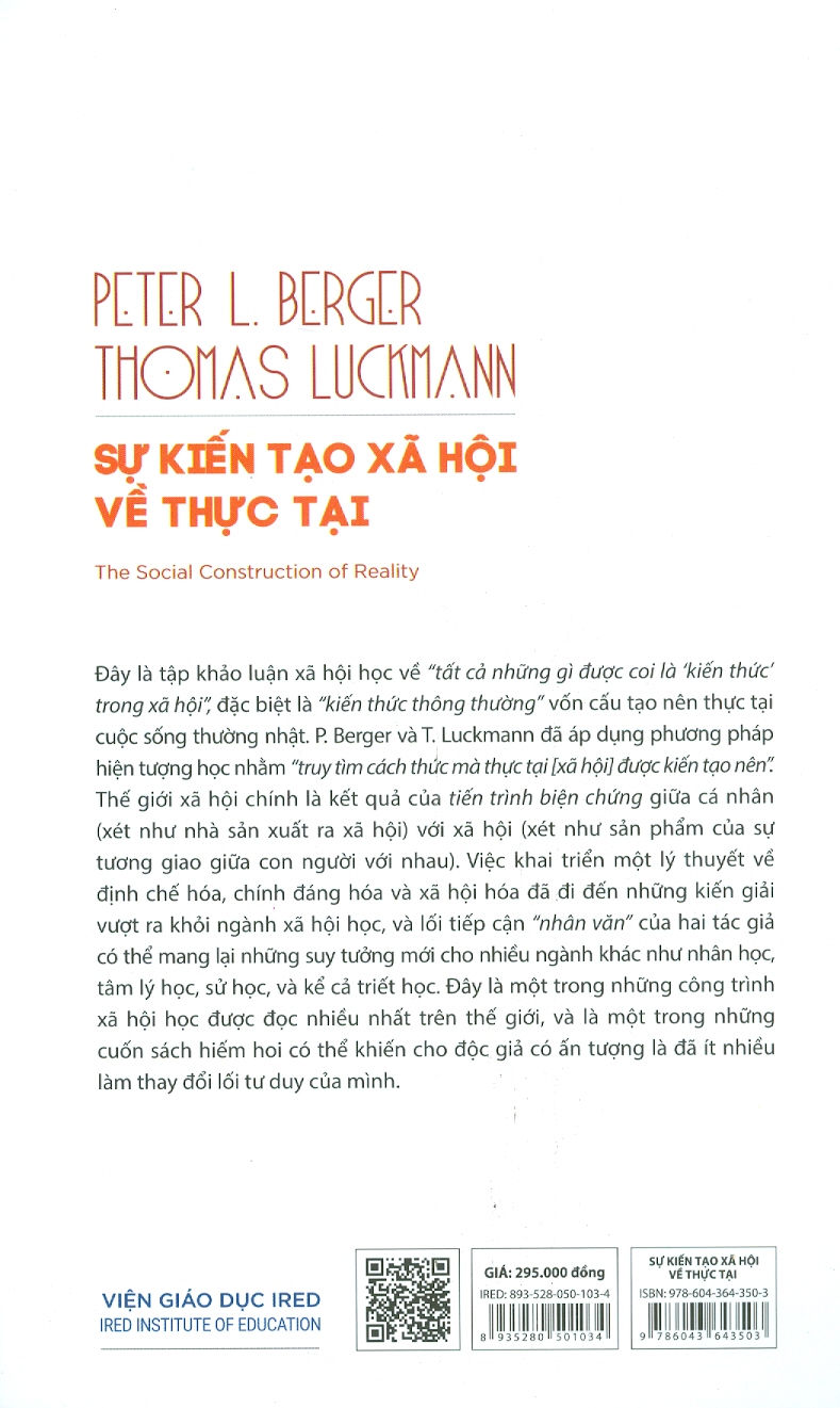 Sự Kiến Tạo Xã Hội Về Thực Tại - The Social Construction Of Reality (Bìa Cứng)