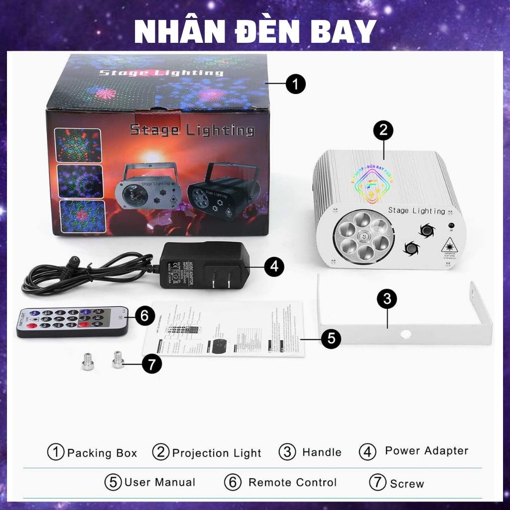 Đèn Laser MINI 6 Mắt Hiệu Ứng Băng Tuyết, Hoa Lá Cảm Biến Nhạc Dùng Cho Phòng Bay, Phòng Ngủ