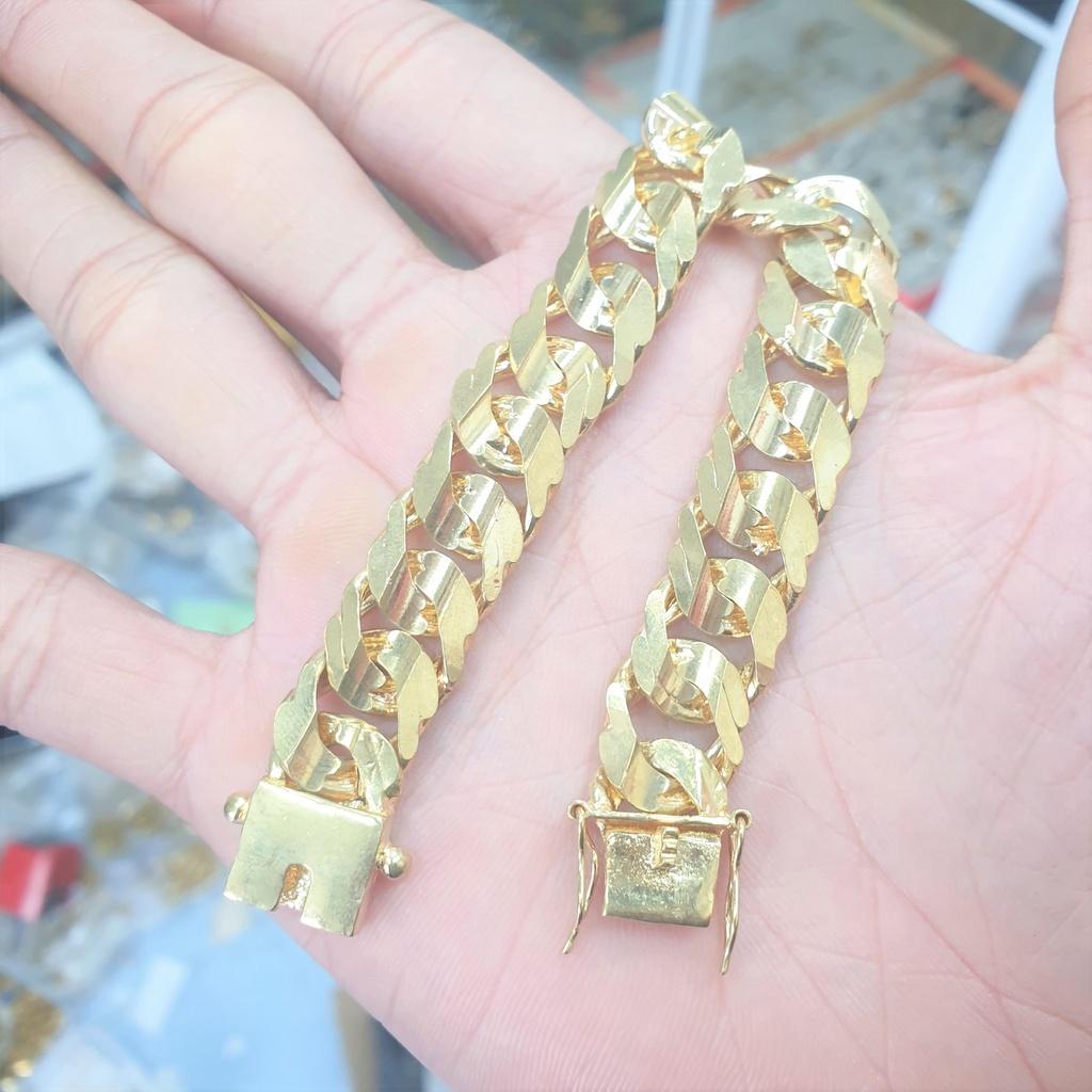 Lắc Tay Nam Xích Dày Bản 1.3cm Vàng Vonfram Cao Cấp-Vòng Tay Dùng Tắm Rửa Không Phai