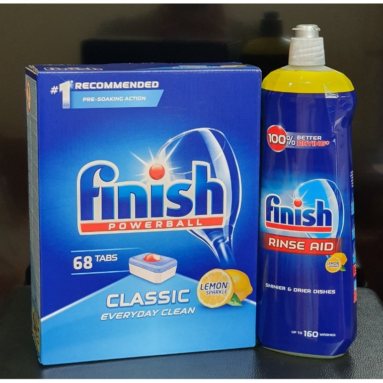 Combo Viên rửa bát Finish 68 viên+Nước làm bóng finish 800ml dùng cho máy rửa bát