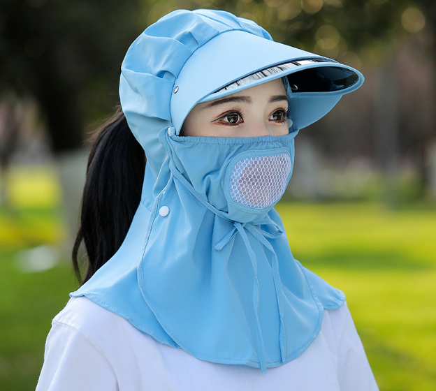 Mũ rộng vành 2 lớp chống nắng chống tia cực tím kèm khẩu trang cao cấp mới, nón khẩu trang nữ