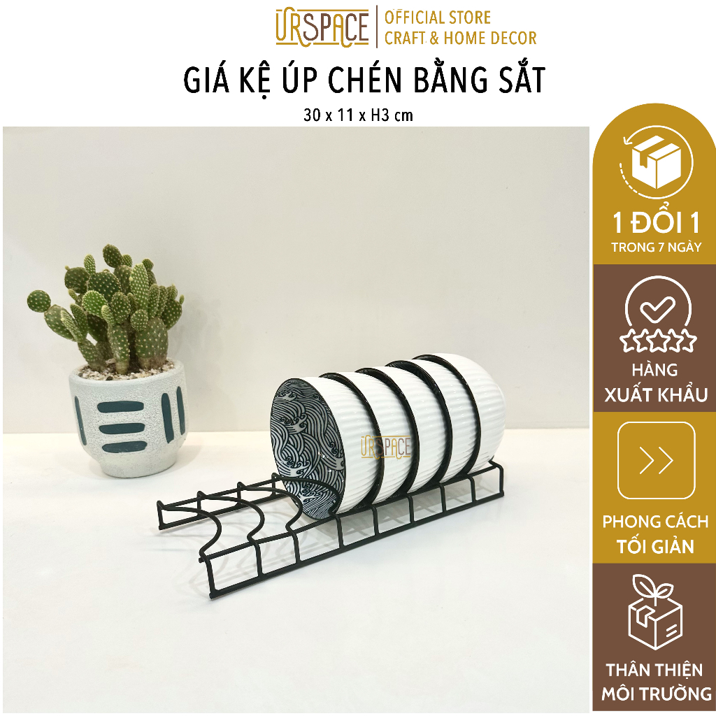 Kệ phơi chén dĩa đa năng URSPACE bằng sắt màu đen nhỏ gọn / Kitchen Dish Drain Racks