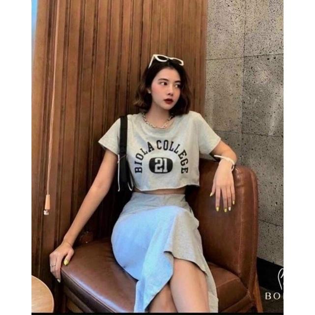 Sét áo croptop & chân váy body sẻ cực cá tính sang chảnh