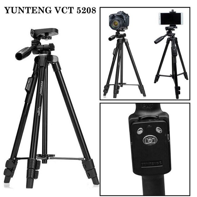 Tripod, giá đỡ điện thoại, 3 chân selfie livestream YUNTENG 5208 L2 có remote