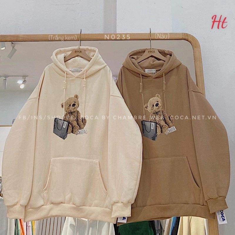 Áo hoodie Cotton gấu túi xách H2A