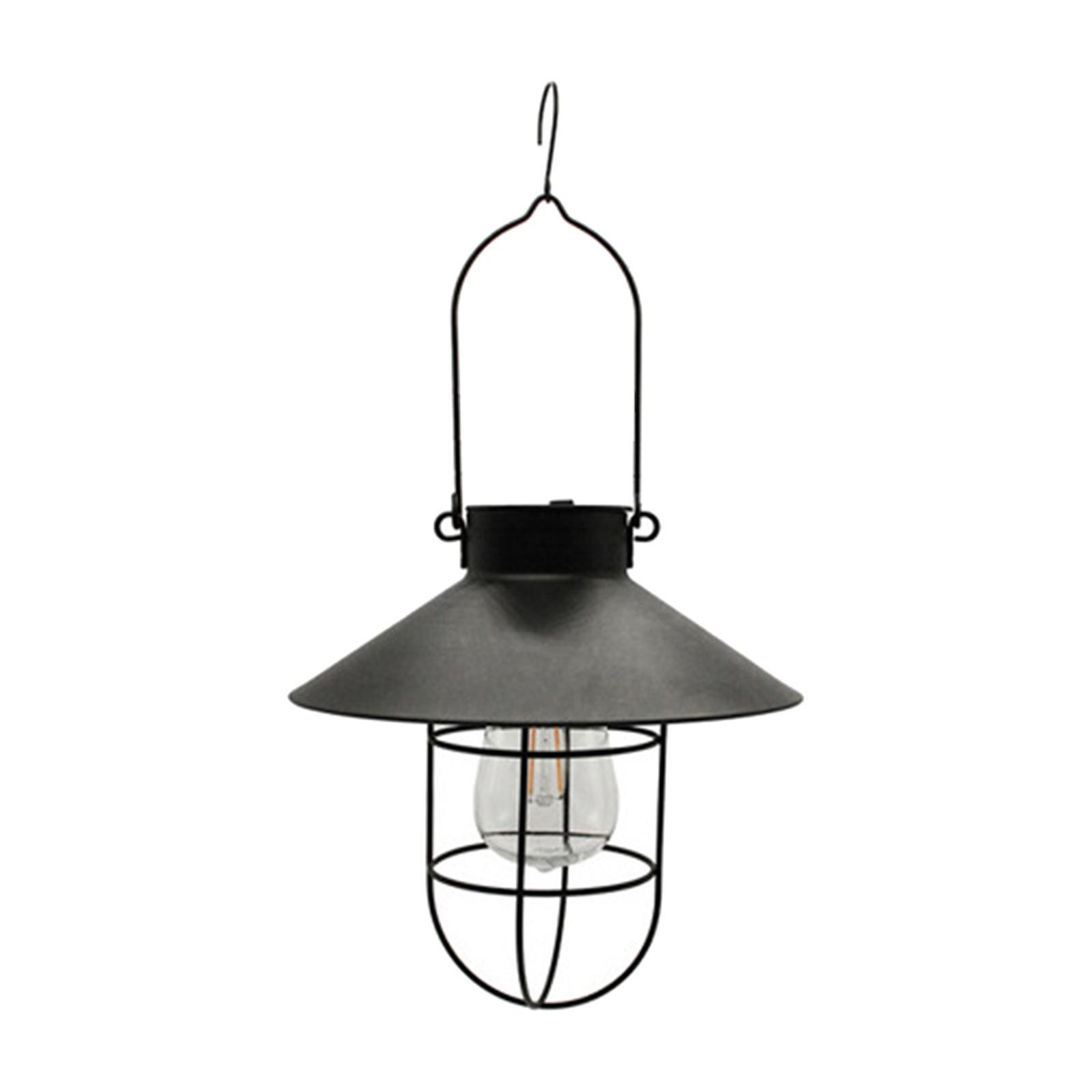 2Pcs Solar Lantern Hanging Lamp w/ Hanging Rod Lights for Terrace Lawn
