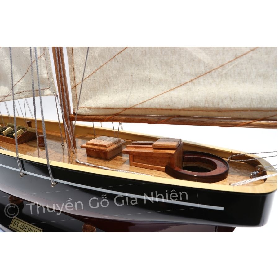 Mô Hình Thuyền Gỗ Phong Thủy Dạng Thuyền Buồm AMERICA PAINTED Chính Hãng Hàng Xuất Khẩu Chất Lượng Cao